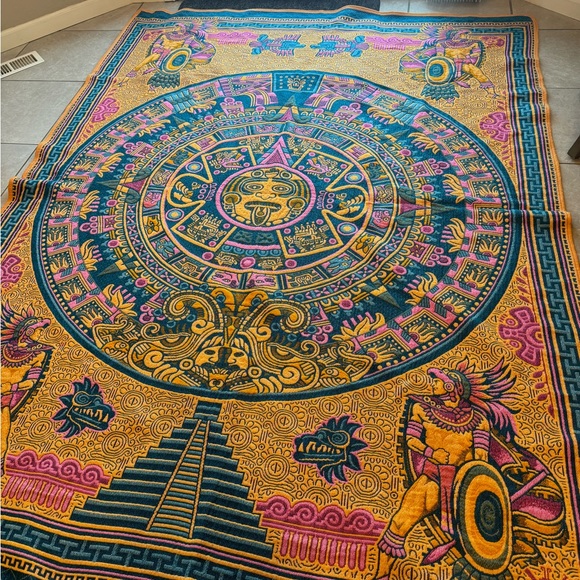 Aztec Mexican rug/tapestry artisanal handcrafted size is 75 x 104 - Picture 7 of 9